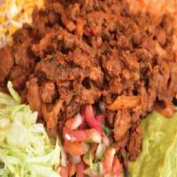 #Al Pastor Plate · Served with rice and beans.
