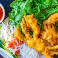 Soft Shell Crab (2 Pc) · Fried soft shell crab (served w/ vegetables & rice noodles)