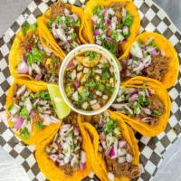 Tacos With Consome (4 Tacos) · birria, cilantro and onions