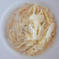 Kids Cheese Pasta · Pasta with cheese sauce and topped with parmesan