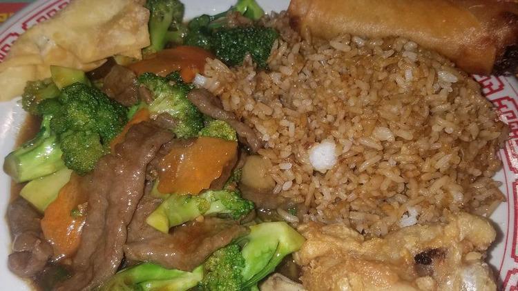 Beef With Broccoli · Beef with broccoli and a brown sauce. Served with white rice and a fortune cookie.