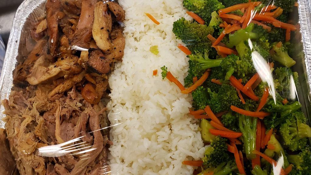 Hh Family Dinner Special · Kalua pig, Teriyaki Chicken, Rice, Stir Fry Vegetables, and 8 oz. of teriyaki sauce . this serves about 4-6 people.
