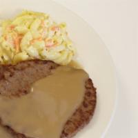 Hamburger Steak Plate · Savory hamburger patties over rice topped with brown gravy.
Mini plate served with 1 scoop o...