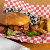 California Burger W/Fries · 1/3 pounds of ground meat, Swiss cheese, lettuce, avocado, bacon, lettuce, tomato, red onion...