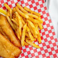 2Pc Cod Fish Basket · Beer battered Cod ,Served with small French fries and tartar sauce.