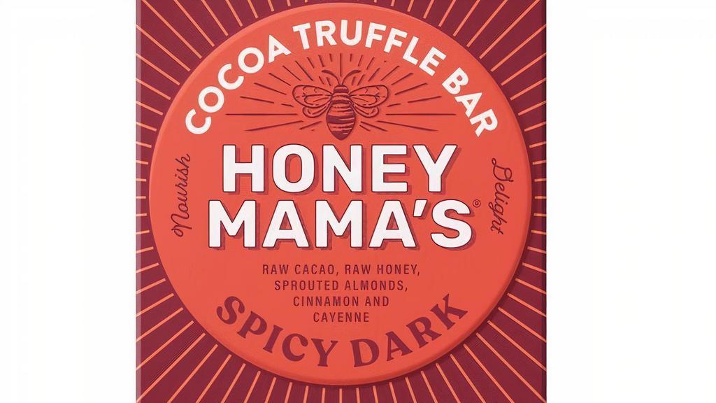Honey Mama'S Spicy Dark Cocoa Truffle Bar 2.5Oz · We take the Peruvian Raw base and enliven it with cinnamon up front and cayenne on the back. Invigorate your bliss! . *Item MUST be refrigerated*