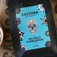 Cultura 70% Haiti Drinking Chocolate 6Oz · An award winning 70% Haiti ground into drinking chocolate.. Ingredients: cacao*, cane sugar*...