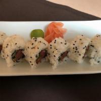 Lava Roll · Spicy tuna and cucumber finished with house made lava sauce and green onion.