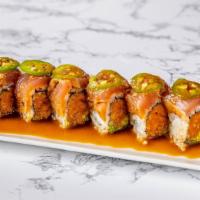Crazy Tuna Roll · Spicy crunch tuna, avocado topped with seared tuna, jalapeño and special sauce.

Consuming r...