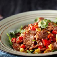Spicy Beef Bowl · Tender thinly sliced beef onions simmered in a spicy and sweet sauce flavored with soy sauce...