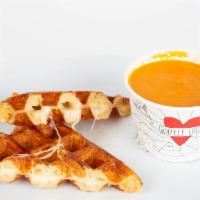Grilled Cheese & Bisque · Muenster and provolone cheese, garlic butter and a side of house made tomato bisque.
