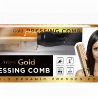 Tyche Gold Pressing Comb Double Sided · The TYCHE Gold Pressing Comb transforms unruly hair to manageably soft, shiny, and silky hai...
