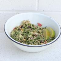 Wild Rice & Kale · Gluten-free. Wild rice, Shredded Kale, Toasted Almonds, Avocado, Apples, Dried Cranberries, ...