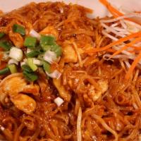 Phad Thai · Rice noodles with egg, noodles nation sauce, green onion, ground peanuts, and bean sprouts. ...