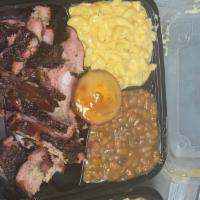 Double Up · Choice of 2 meat with 2 sides and 1 cornbread & drink