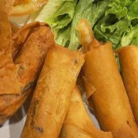 Cha Gio/Egg Rolls · Egg rolls with shrimp and pork with mixed vegetables. 3ct.