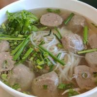 Phở Tái Nạm · Vietnamese noodle soup dish with thin slices of raw and flank beef.