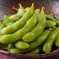 Edamame · Thai soybean pods steamed and tossed with Sicilian sea salt.