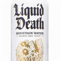 Liquid Death Canned Mountain Water · Straight from the Austrian Alps to Can
