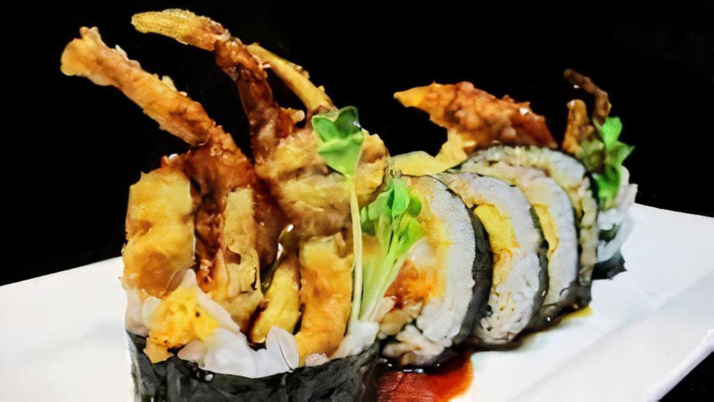 Spider Roll · Soft shell crab, sprouts, and cucumber.