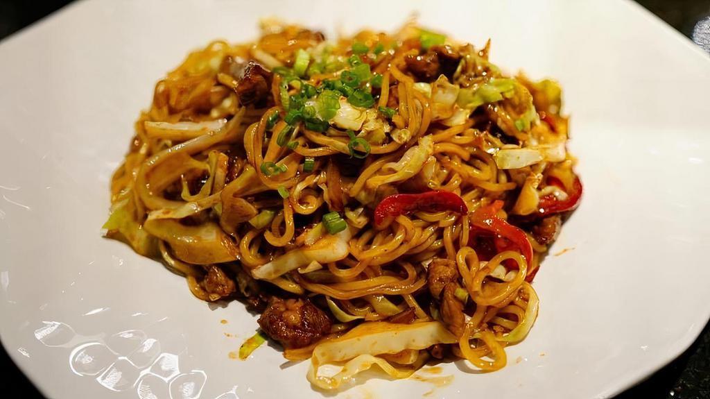 Yakisoba · Japanese style stir fried noodles with assorted vegetables.