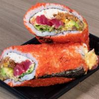 Sushi Burrito* · Choose ONE protein and one sauce.<br />Avocado, Cucumber, Sprouts, Masago, Spring Mix

This ...