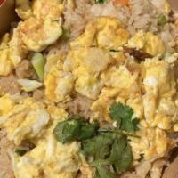 Fried Rice · Stir fried jasmine rice with egg, onion, broccoli, carrot, tomato, and your choice of meat o...