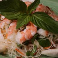 Green Papaya Salad / Gói Đu Đủ · Hand cut green papaya, carrots, and mint. Topped with shrimp and served with shrimp crackers...
