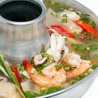 Po Tak · Spicy clear soup with seafood, tomato, onion, galangal, lime leaves, lemongrass, thai basil,...