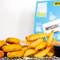 6 Impossible Chicken Nuggets  · 6 Crispy Impossible chicken nuggets fried to perfection and served with fries along with you...