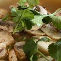 Spiced Soup (Tom Yum) · Can be prepared spicy, medium, or mild. Chicken or shrimp in hot and sour soup with lemongra...