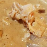 S 5 Tom  Kha Chicken · Can be prepared spicy, medium, or mild. Richly-seasoned soup of coconut milk with chicken or...