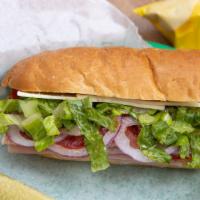 Italian Sub Sandwich Meal Deal · Genoa, ham and pepperoni. Includes a large drink and choice of side.