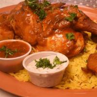 Chicken Kabsa Special · Chicken baked in the oven with vegetables (potatoes, onions, carrots, green and red bell pep...