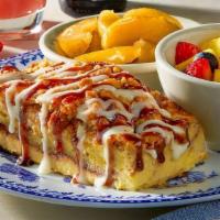 Cinnamon Pancake Casserole Breakfast · Our signature pancakes layered with cinnamon filling, and topped with streusel, cream cheese...