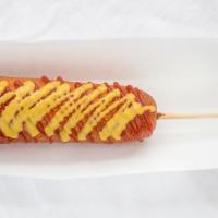 Original Plain Corn Dog · 100% Beef sausage.
House made honey batter with cornmeal & buttermilk.
Served with ketchup &...