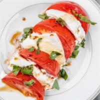 Caprese Salad · EVOO Oil/ Fresh Basil/ Fresh Tomatoes/ Mozzarella/ Strawberry Balsamic