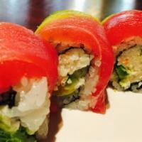 Hawaiian Roll · In: california roll, out: hawaiian tuna, avocado.