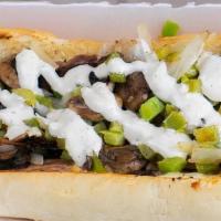 #11 Philly Steak · Thinly sliced philly meat on a hoagie roll with Mozzarella cheese, special philly sauce and ...