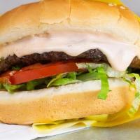 Cheese Burger · A 1/4 lb patty with american cheese, tomato, lettuce, onions, and our house made fry sauce