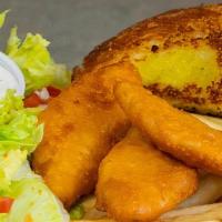 3 Piece Fish & Chips Dinner · 3 fish filet's served with your choice of french fries or rice (Side salad and two pieces of...