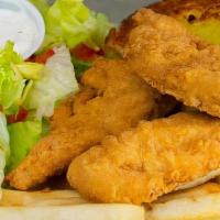 3 Piece Chicken Tenders Dinner · 3 large chicken tenders served with your choice of french fries or rice (Side salad and two ...