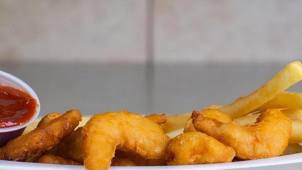 9 Piece Shrimp · 9 small golden ale shrimp served with your choice of french fries or rice
