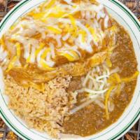 Enchilada Plate · 2 Cheese Enchiladas with Rice and Beans