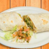 Supreme Burrito · Flour tortilla filled with your choice of meat, rice, beans, lettuce, pico de gallo, shredde...