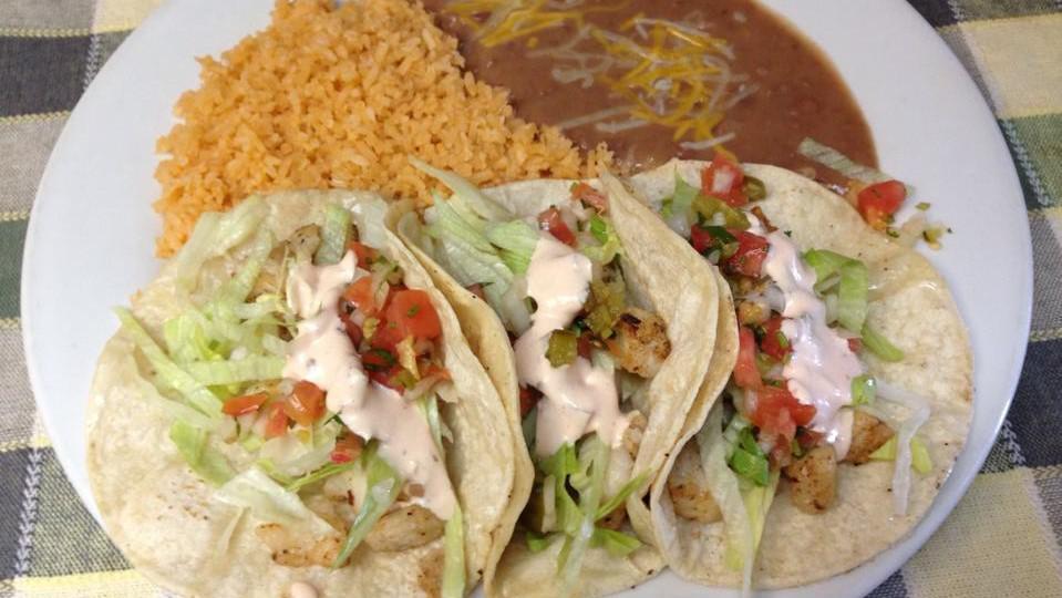 3 Tacos Plate · Soft corn tortillas topped with your choice of meat, onions, and cilantro. Served with rice and beans.