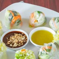 Fresh Basil Rolls · Fresh basil, carrot, cucumber, cilantro, noodle wrap with rice paper, served with plum sauce...