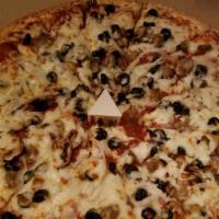 Alfy'S Special · Salami, pepperoni, mushrooms, black olives, sausage, and onions.