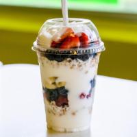 Yogurt Con Fruta / Yogurt With Fruit · Raspberries, blackberries, blueberries, banana, strawberries served with vanilla yogurt,  an...