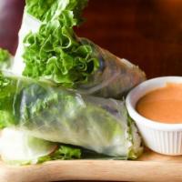 Fresh Rolls · RICE PAPER WRAP WITH TOFU,RICE VERMICELLI, GREEN LEAF ,BEANSPROUTS,MINT & BASIL. SERVED WITH...
